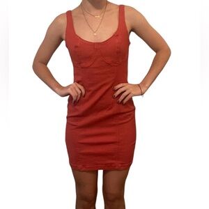 MP/D Red Bodycon Mini Dress Scoop Neck Sleeveless